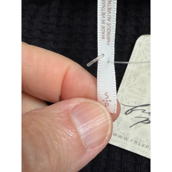 Free People Boho Washed Black Waffle Knit Off Shoulder Maxi Dress Small NWT - Picture 4 of 12